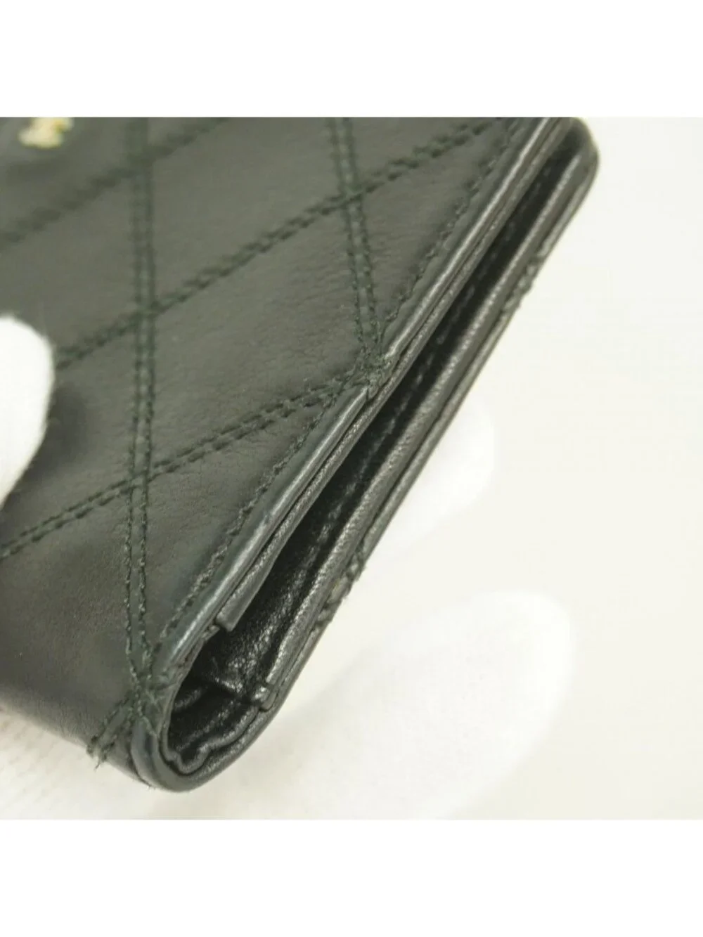 Chanel Card Case Bicolor Leather Black Gold